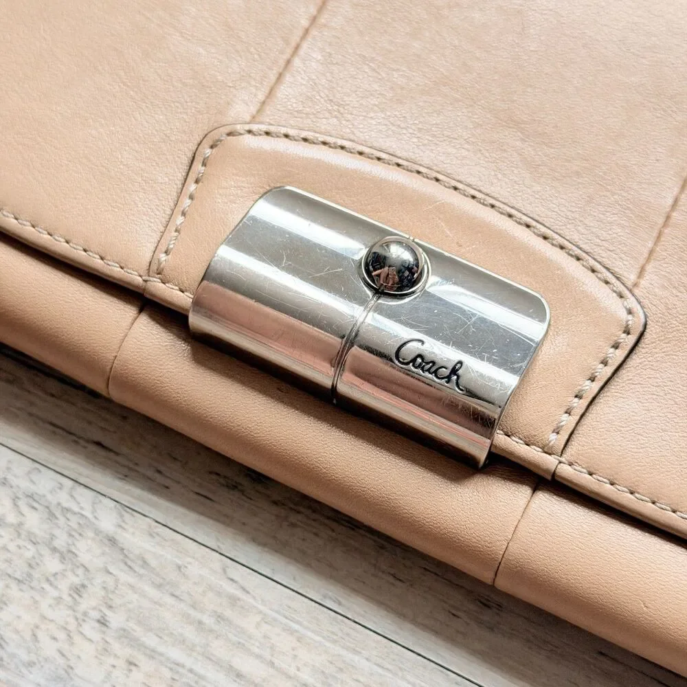 Vintage Coach Kristin Leather Wallet Tan Buttery Soft Leather Turnlock Flap Y2K